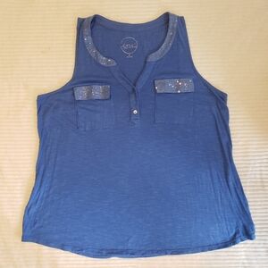 inc International Concepts Women Blue Sleeveless Top w/ Sequin Details 2X
